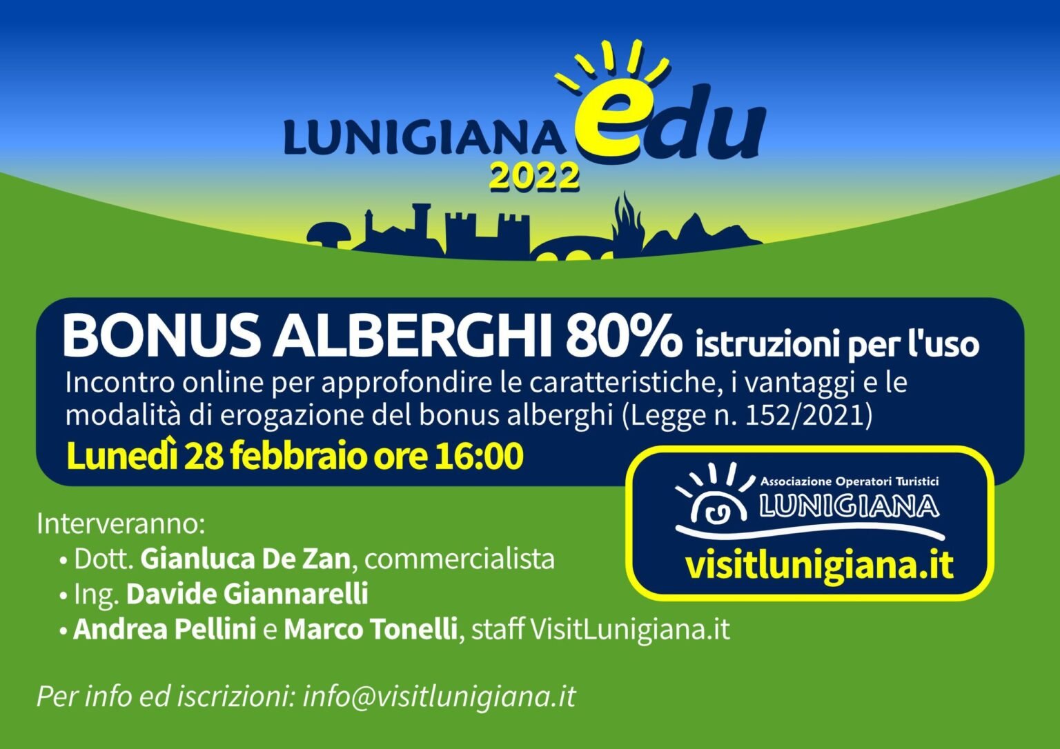 LunigianaEdu 2022: incontro online sul Bonus Alberghi 80% - aotl, lunigiana