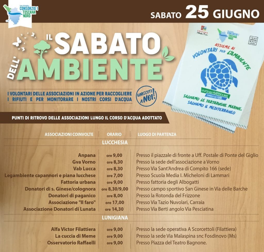 Torna il Sabato dell'Ambiente - Consorzio Bonifica 1 Toscana Nord, pulizia fiumi