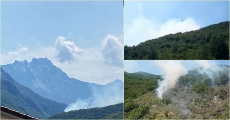 Incendio vicino al paese, paura a Monzone Alto - abbruciamenti, Incendio