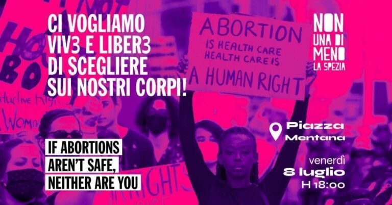 Presidio in sostegno alle donne statunitensi e per l'aborto libero, sicuro e gratuito - aborto, la spezia
