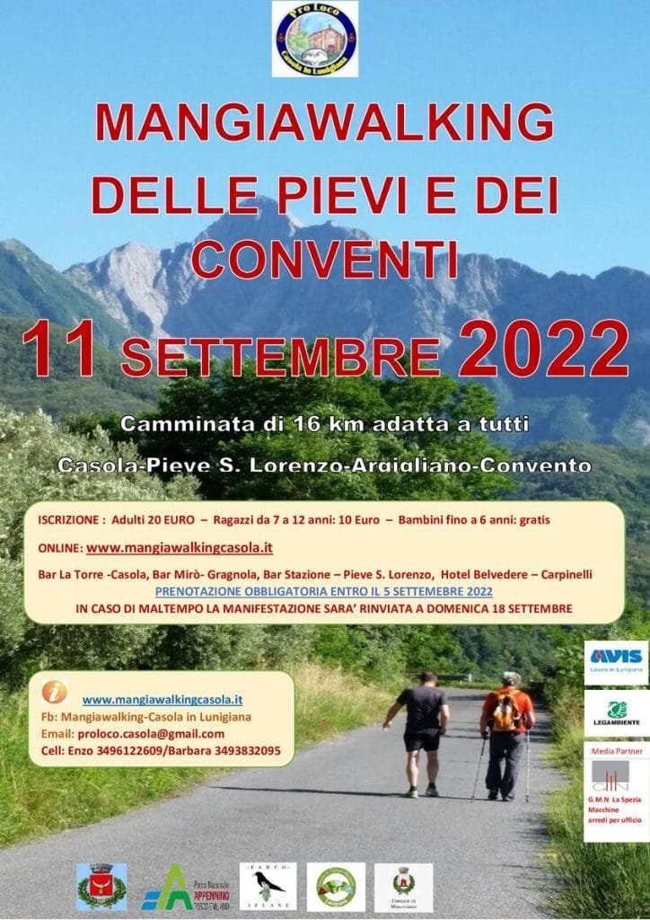 Casola in Lunigiana: domenica 11 settembre appuntamento con la Mangiawalking - casola in lunigiana, mangiawalking