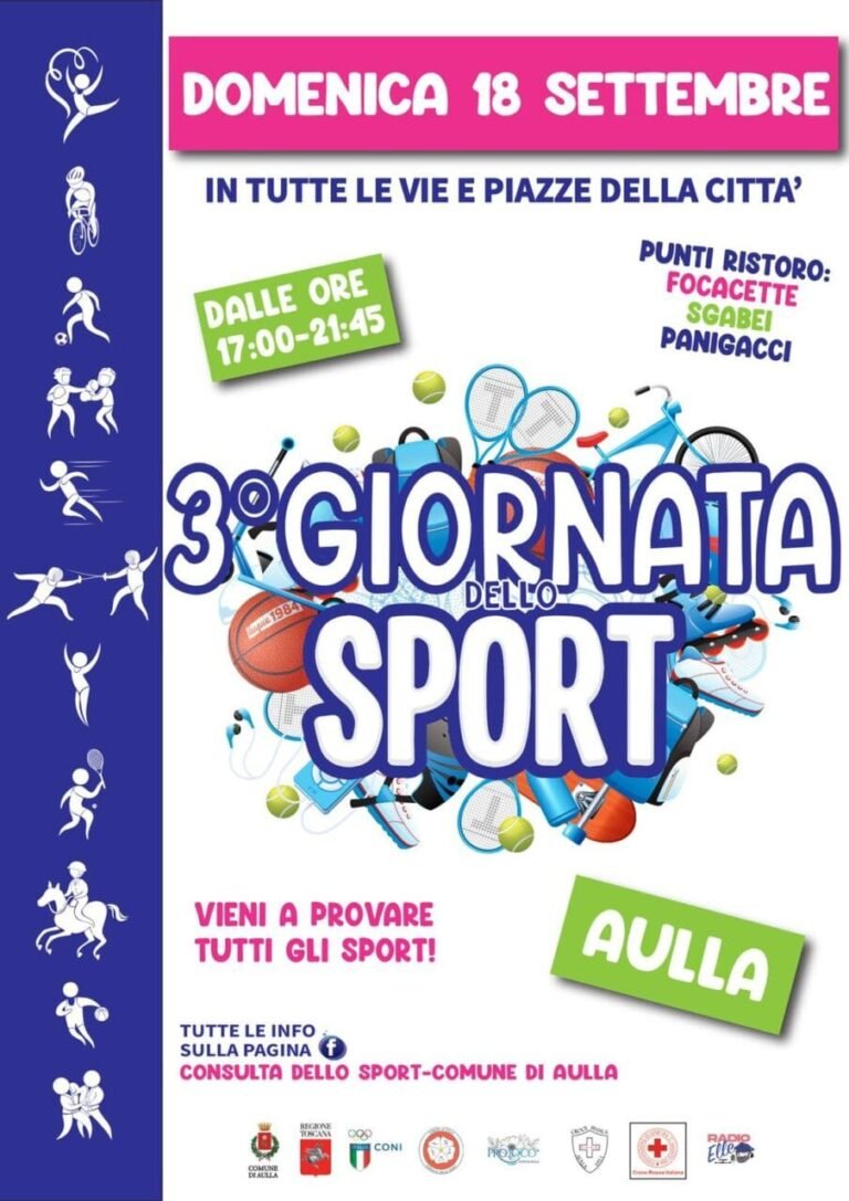 Aulla: domenica 18 settembre si scende in strada con la "3^ Giornata dello Sport" - Aulla, giornata dello sport