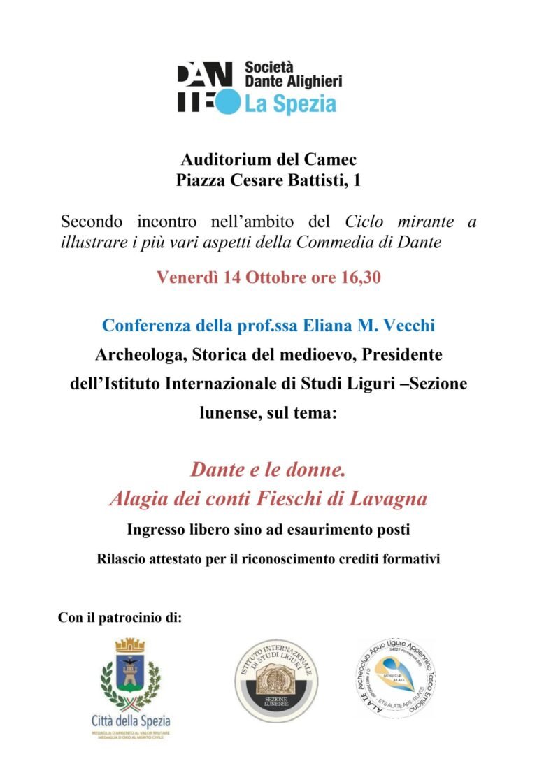 Dante e le donne: un seminario su Alagia Fieschi della nota studiosa Eliana Vecchi - alagia fieschi, Divina Commedia