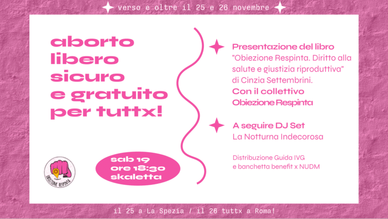 La Spezia, Non Una di Meno: appuntamento sabato 19 alla Skaletta - 25 novembre, Non una di meno