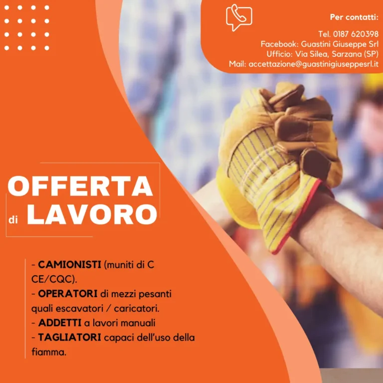 Annuncio Lavoro - Guastini Zona Sarzana SP - Sarzana