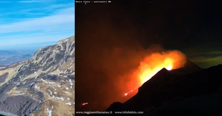 Brucia il monte Cusna, 28 ettari di prateria in fumo Brucia il monte Cusna, 28 ettari di prateria in fumo - appennino, cusna
