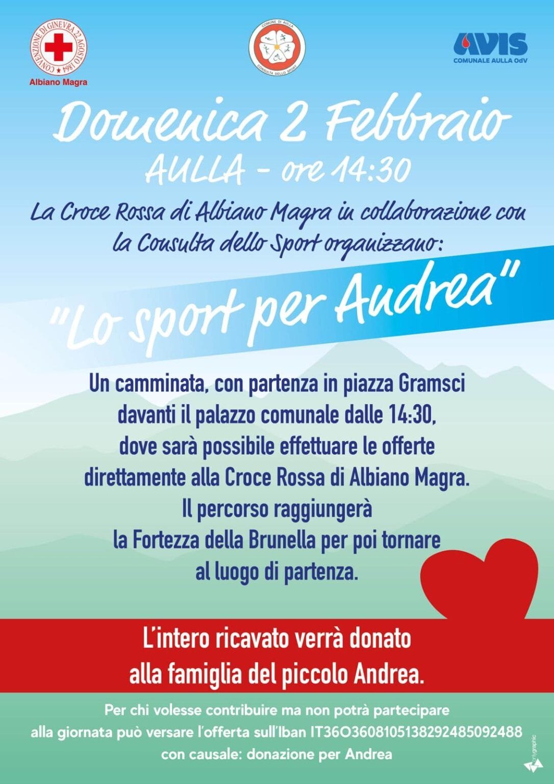 Lo sport per Andrea: punti di raccolta, camminata e visite guidate ad Aulla - albiano magra, Aulla