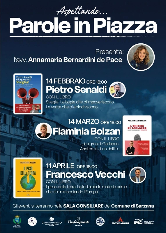 A Sarzana arriva "Aspettando... parole in piazza", presentato dall'avvocato Annamaria Bernardini de Pace - de pace, parole