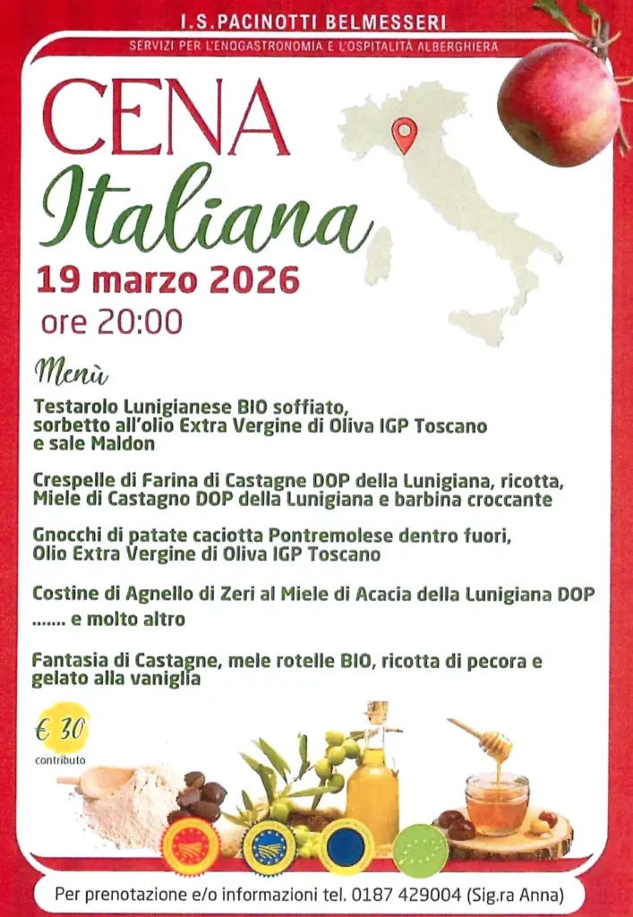 Cena italiana al Pacinotti-Belmesseri - cena, cucina