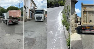 Traffico pesante a Casola: TIR sui marciapiedi, rischio per chiese e salute - casola, tir